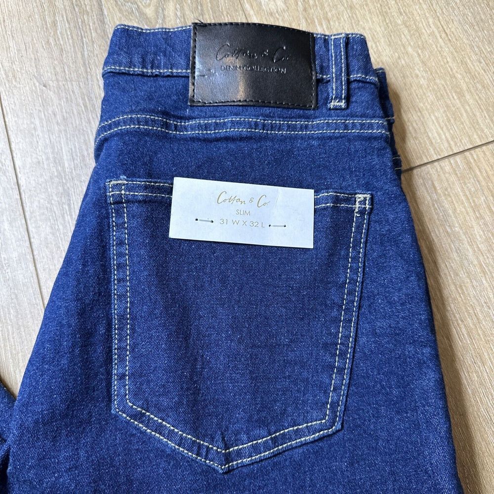 NEW Cotton & Co. Men's Halkin Slim Denim Jeans Dark Blue 31W X 32L‎